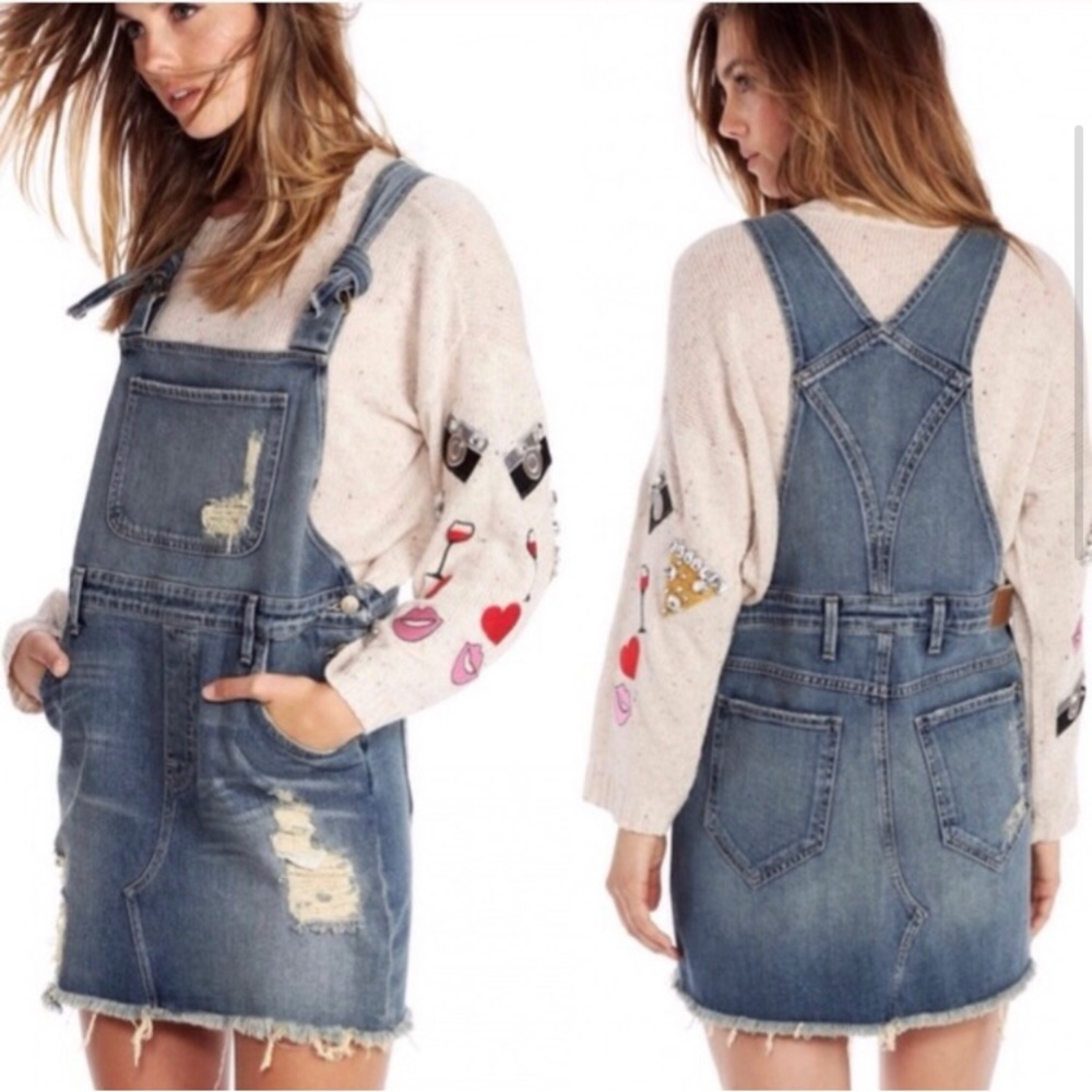 Wildfox Artist Dungarees Distressed overall Dress